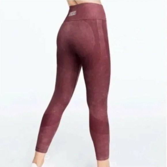 PINK BY  VICTORIA'S SECRET Seemless Maroon Leggings - Small - Picture 1 of 7